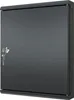 A dark gray key cabinet with a lock and two keys attached. Produktbild-Vorschau