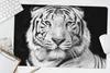 MuchoWow® Schreibtischunterlage Tiger - Schwarz - Weiß - Produktbild-Vorschau 5
