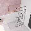 A modern bathroom with a walk-in shower enclosure with a geometric patterned glass screen. Produktbild-Vorschau