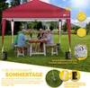 A family is enjoying a meal under a red pop-up gazebo in a grassy backyard. Náhľad obrázku produktu
