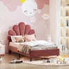 Lit Enfant Rembourré 90x200 Cm Avec Tête De Lit Fleurie Et Voir les images du produit 1