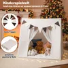 A children's play tent set up indoors, decorated for Christmas with a Christmas tree and fireplace in the background. The tent is filled with stuffed animals. Náhled obrázku produktu