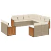 11-tlg. Garten-Sofagarnitur mit Kissen Beige Poly Rattan Produktbild-Vorschau 1