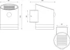 Technical drawing with dimensions of a wall lamp. Produktbild-Vorschau