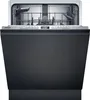 A front view of a Siemens dishwasher with its door open, revealing the interior racks and spray arms. The control panel with a digital display is visible above the door. Produktbild-Vorschau