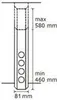 Diagram showing the dimensions and features of a telescopic socket element. Produktbild-Vorschau