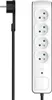 A white power strip with four outlets and a black power cord and plug, shown against a white background. Náhľad obrázku produktu
