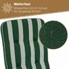 Close-up of a green and white striped cushion with a magnified inset showing water droplets on the fabric. Produktbild-Vorschau