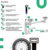 Diagram showing features of a sink drain system with numbered callouts and descriptive text. Produktbild-Vorschau