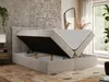 A bedroom scene with a bed that has its storage compartment open, revealing the mattress and storage space. Produktbild-Vorschau