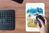 MuchoWow® Mauspad Mousepad Vogel - Baum - Strand - Aquarell Produktbild-Vorschau 4