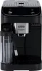 A black DeLonghi Magnifica Plus coffee machine with a silver accent. Produktbild-Vorschau