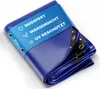 A folded blue tarp with a blue band displaying product features. Anteprima dell’immagine prodotto