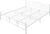 A white metal bed frame with a slatted base, shown from a diagonal angle against a white background. Produktbild-Vorschau