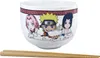 A Naruto Shippuden themed ramen bowl with chopsticks, featuring cartoon characters. Podgląd zdjęcia produktu