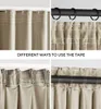 Collage showing different ways to hang curtains using a special tape. Produktbild-Vorschau