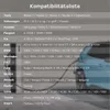 A list of car manufacturers and their compatible electric vehicle models, overlaid on a background image of an electric car charging. Produktbild-Vorschau