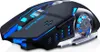 A black and blue gaming mouse with illuminated accents, shown from a side-angle on a white background. Produktbild-Vorschau