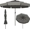 Three views of a gray patio umbrella on a white background. Anteprima dell’immagine prodotto