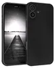 A black smartphone case is shown with the phone inside, displaying a black and white image of a pier. Produktbild-Vorschau