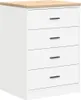 A white cabinet with a wooden top and four drawers, each with a black handle. Produktbild-Vorschau