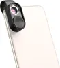 A clip-on microscope lens attached to the back of a smartphone. Produktbild-Vorschau
