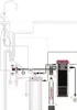 Diagram showing the installation and connection of a Quooker water system under a sink. Produktbild-Vorschau