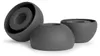 Three dark gray earbud tips are arranged on a white background. Produktbild-Vorschau