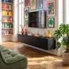 Mobile TV moderno da parete nero da 160 cm - Oviala Holly Anteprima dell’immagine prodotto 1