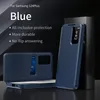 A dark background with a blue phone case and text describing its features. Náhled obrázku produktu