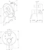 Technical drawings with dimensions of a shower faucet. Produktbild-Vorschau