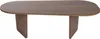 A brown oval coffee table with two rectangular legs, shown from a front-side angle against a white background. Produktbild-Vorschau