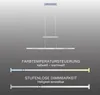 A diagram illustrating the features of a pendant lamp, showing its height adjustability and color temperature control. Produktbild-Vorschau