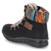 A single black boot with a colorful knitted cuff is shown from a side-rear angle against a white background. Anteprima dell’immagine prodotto
