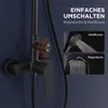 A close-up of a black shower system with a dark blue background, highlighting its features. Anteprima dell’immagine prodotto