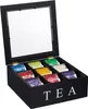 Relaxdays Teebox, 9 Fächer, Teebeutel Aufbewahrung, aus Produktbild-Vorschau 1