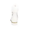A white boot with fur trim is shown from the back. Produktbild-Vorschau