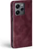 A close-up side view of a burgundy flip phone case for a Xiaomi Redmi 12. Produktbild-Vorschau