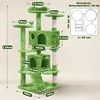 A diagram showing the dimensions of a green cat tree. Podgląd zdjęcia produktu