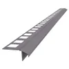 A single, gray, L-shaped metal profile with cutouts along one edge, isolated on a white background. Produktbild-Vorschau