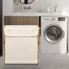 Wäschekorb faltbare Wäschebox aus Bambus 56.5x50x34cm Produktbild-Vorschau 2