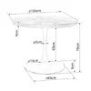 A technical drawing of a round dining table with dimensions indicated. Anteprima dell’immagine prodotto