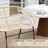 An outdoor bench made of rattan-like material is shown on a patio with a table and flowers in the background. Anteprima dell’immagine prodotto