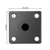 A square black metal plate with four holes at the corners and one in the center, with dimensions indicated. Produktbild-Vorschau