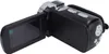 A black camcorder with its screen open, shown from a diagonal angle against a white background. Produktbild-Vorschau