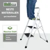 Trittleiter 3-stufig klappbar 150 kg Anti-Rutsch Produktbild-Vorschau 2