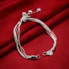 Damen Armband Silber Mehrreihig mit Herz Anhänger, J0766 Produktbild-Vorschau 4