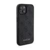 A black iPhone case with a Guess logo pattern is shown against a white background. Náhled obrázku produktu