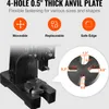 A close-up view of an arbor press with a diagram of an anvil plate showing dimensions. Podgląd zdjęcia produktu
