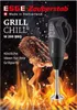 A black and gray immersion blender is shown in front of a steak on a grill with flames. Text overlays advertise the product. Náhľad obrázku produktu